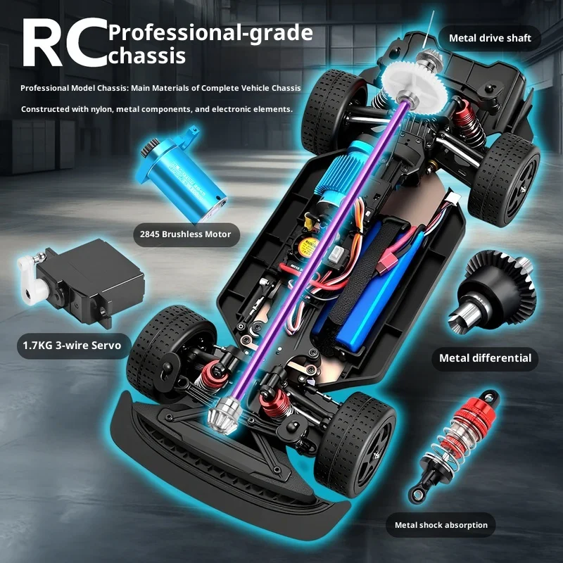 Weili 1/12 124020 elektrische vierwielaandrijving platte sportwagen borstelloze simulatie waterdichte RC afstandsbediening model auto