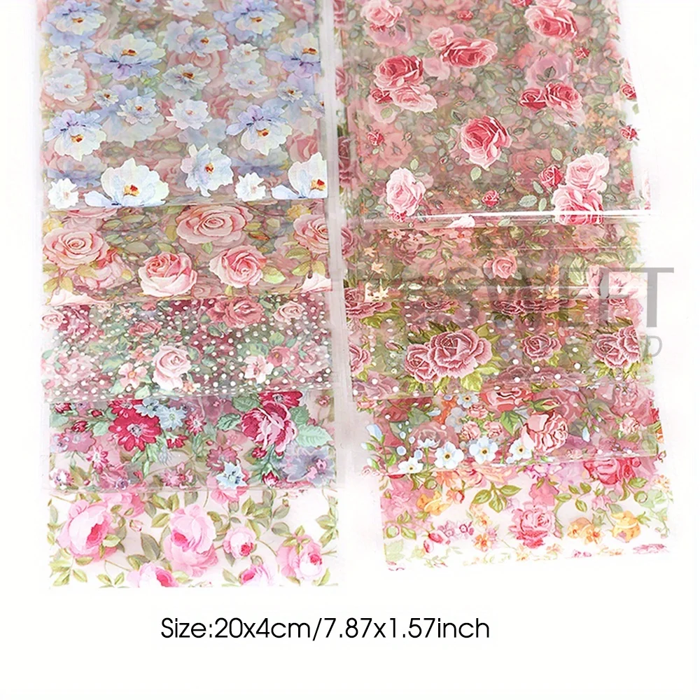 10PCS Mixed Nail art Folien Transfer Aufkleber Set Rose Blume Designs Floral Starry Sky Nail Wraps Hochzeit Sommer maniküre Dekor