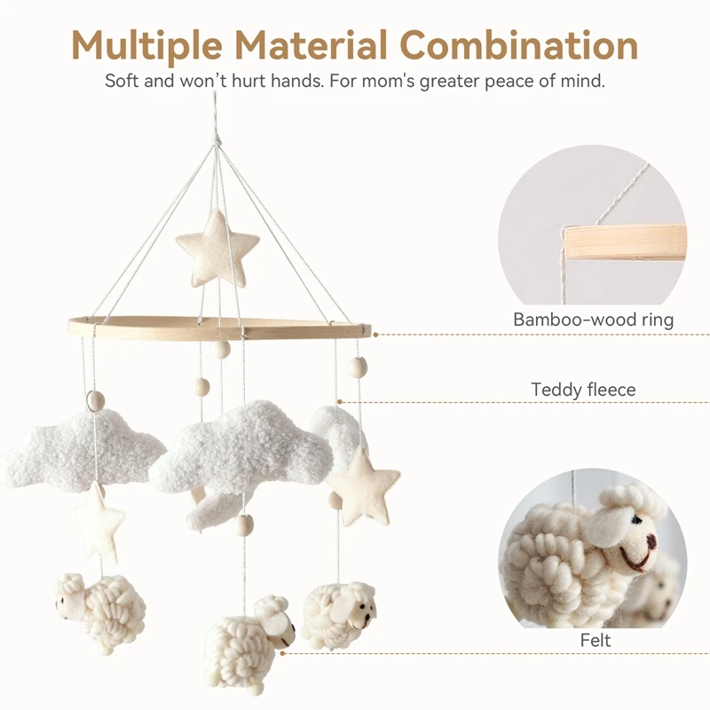 مونتيسوري بيبي الملمس الناعم والرقيق من الألبكة الكرتونية المستديرة مثالية للاقتران مع المعلقات الصغيرة مثل الغيوم