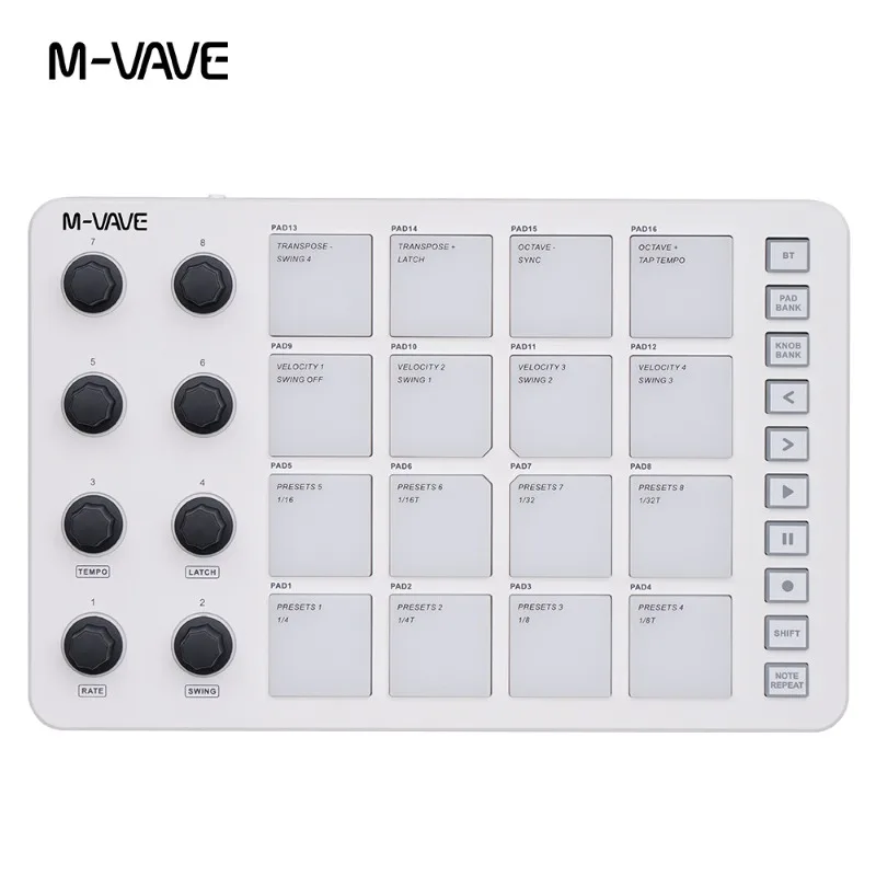 M-VAVE RGB Mixer Pengontrol MIDI Nirkabel Koneksi Konsol Mixing USB Suplai Tipe C Isi Ulang untuk Windows/Mac/Ios/Android