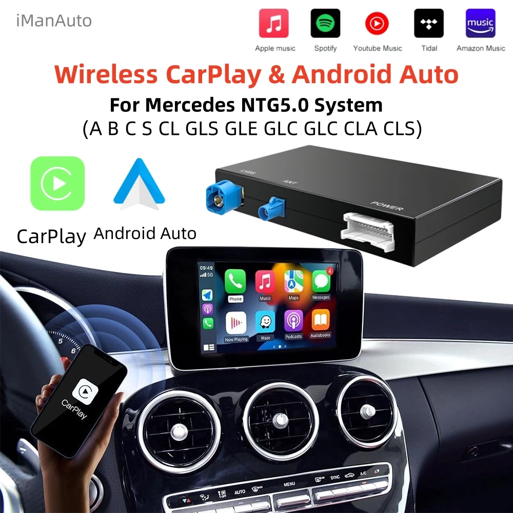 Wireless CarPlay Android Auto for Mercedes A B C CL S CLA CLS CLASS GLA GLS GLC GLE V250 V260 Sprinter NTG5.0 Screen