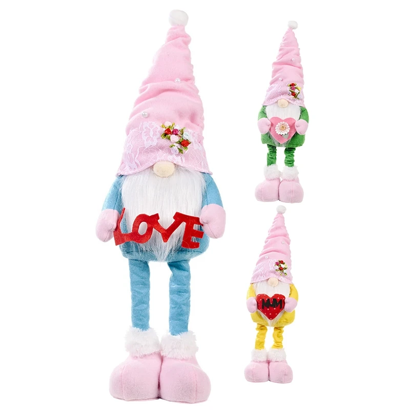 

Spring Flowers Dwarf Gnome Mother's Day Gnomes Gift Long Legs Faceless Doll Home Party Decoration Ornaments