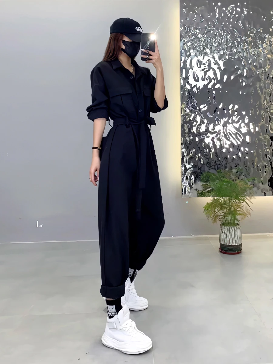 Ele Bla-mono de trabajo para mujer, pantalones de pierna ancha holgados, pantalones largos de cintura alta, nuevo efecto adelgazante Sle para primavera y otoño