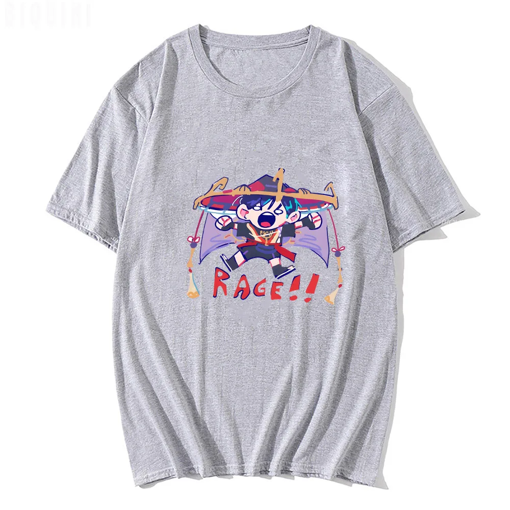 Genshin Impact Scaramouche T Shirt Men Harajuku Graphic Aesthetic Kawaii Tartaglia Tshirts Unisex Funny Cartoon Cotton Clothes