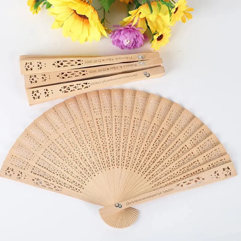 20 Pieces of Personalized Carved Wood Wedding Fans, Wedding Gifts For Guests, Birthday Party Gifts mariage abanicos para boda