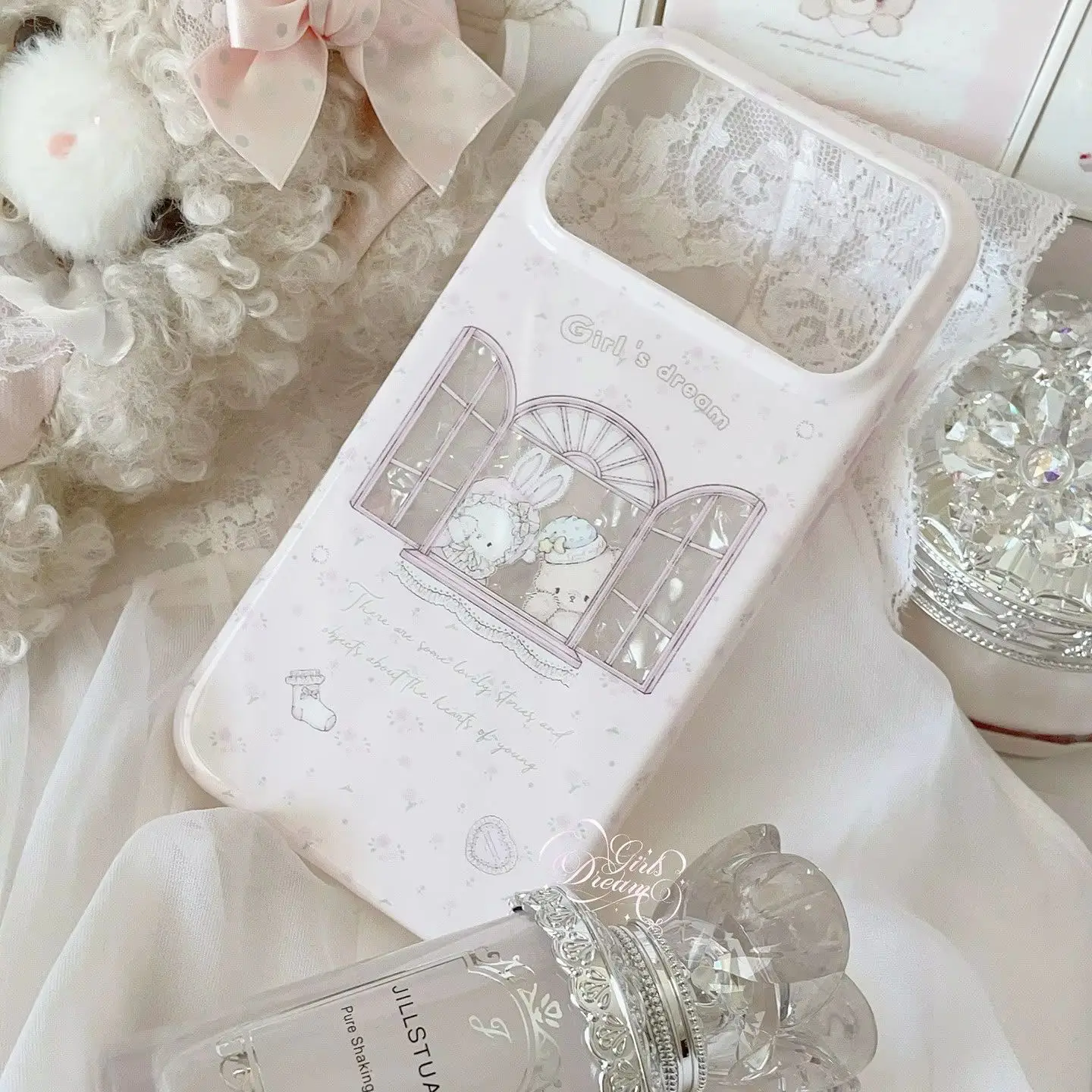 Kawaii Bunny Bear Floral Pink Y2K Girl Dream Phone Case For iPhone 17 16 15 14 13 12 11 Pro XR XS X Max 7 8 Plus MINI Y2K Cover view 3