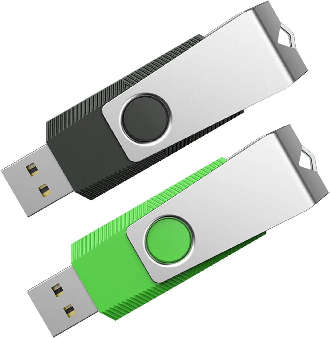 32GB USB Flash Drive 2 Pack, USB 2.0 Memory Stick Thumb Drive with Keychain, 2 Colors: Black Green