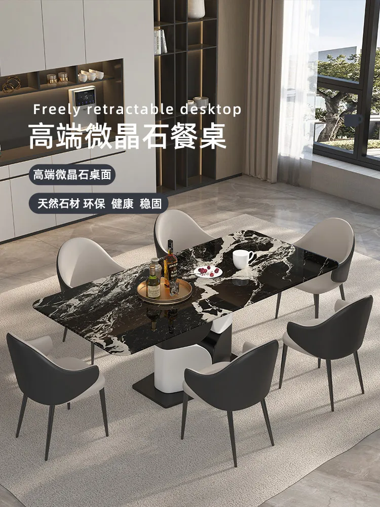 Microlite dining table home marble atmospheric villa supercrystalline dining table and chair combination