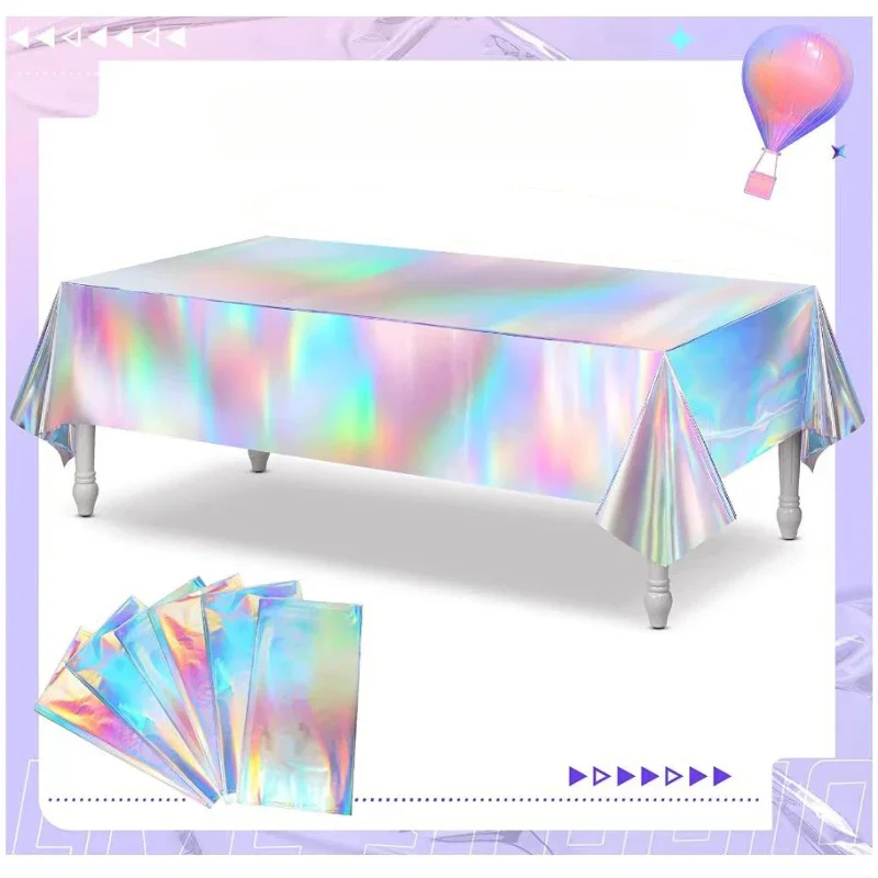 New Colorful Laser Disposable Party Tablecloth for Birthday Photo Background Indoor Outdoor Celebration Decoration Supplies