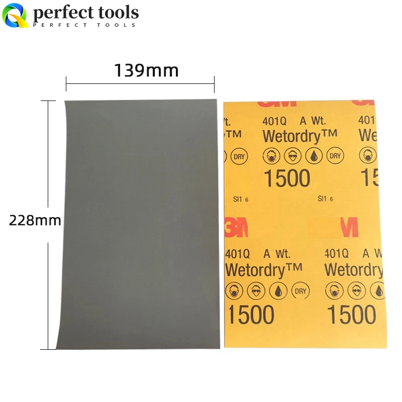 3 401Q M Sandpaper 2000/1500/1200/1000 Grit Water Abrasive Paper Car Beauty Polishing