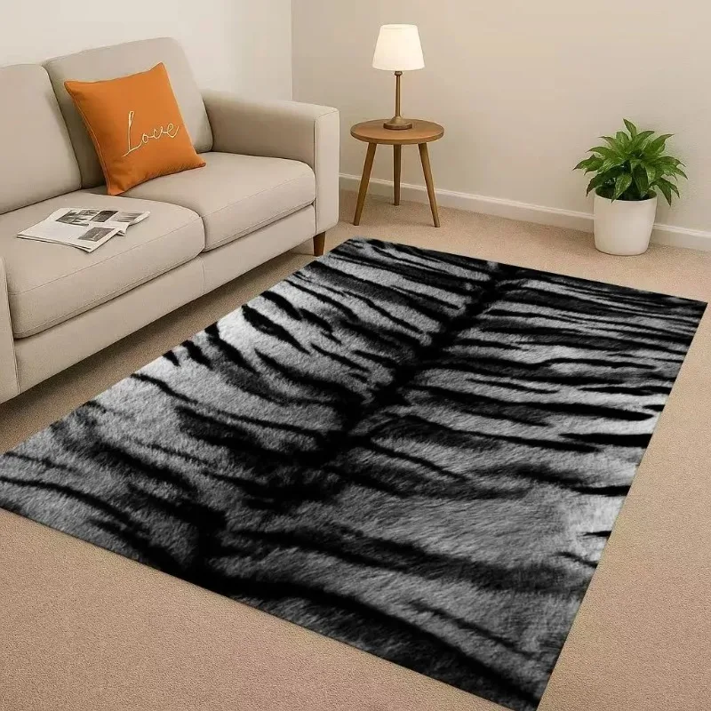 Neuartiger Leoparden-Zebra-Teppich Großer Eingangsbereich-Teppich Fußmatte für Schlafzimmer Wohnzimmer-Dekoration Rutschfeste Matten