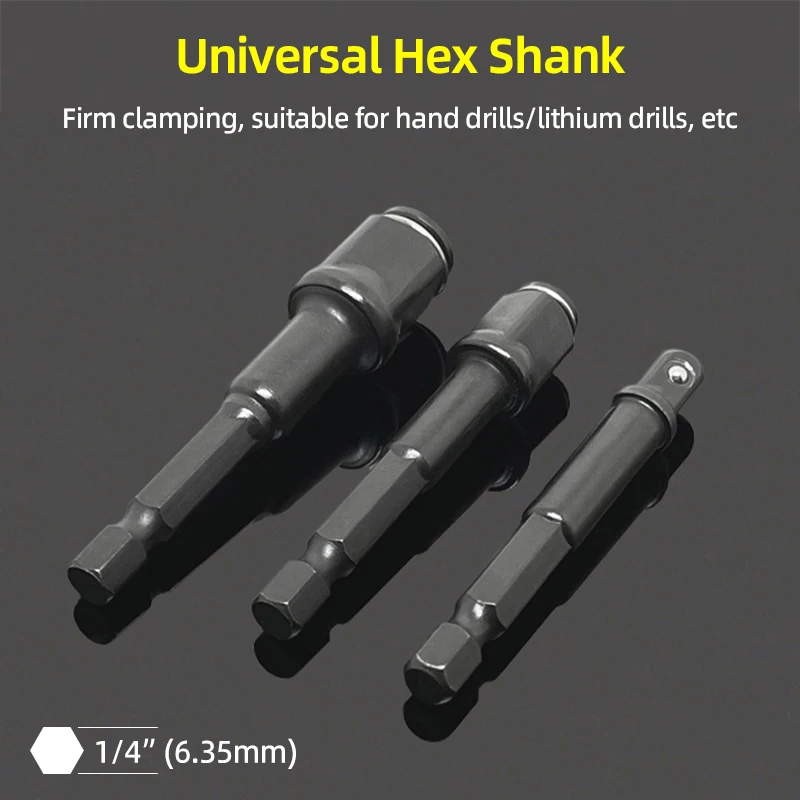 1/4 3/8 1/2 Impact Drill Socket Adapter 2-in-1 Screwdriver Bit Extension Converter Hex Shank Adapter Kit Nut Driver Drill Tools