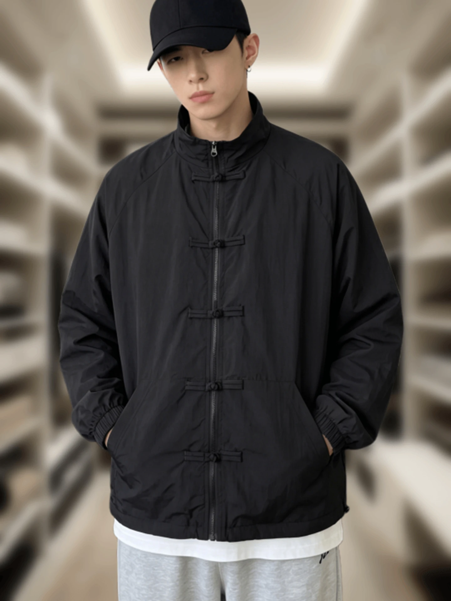 New Chinese Style National Trend Sun Protection Clothing Men's Loose High-End Feeling Button-Up Stand Collar Jacket