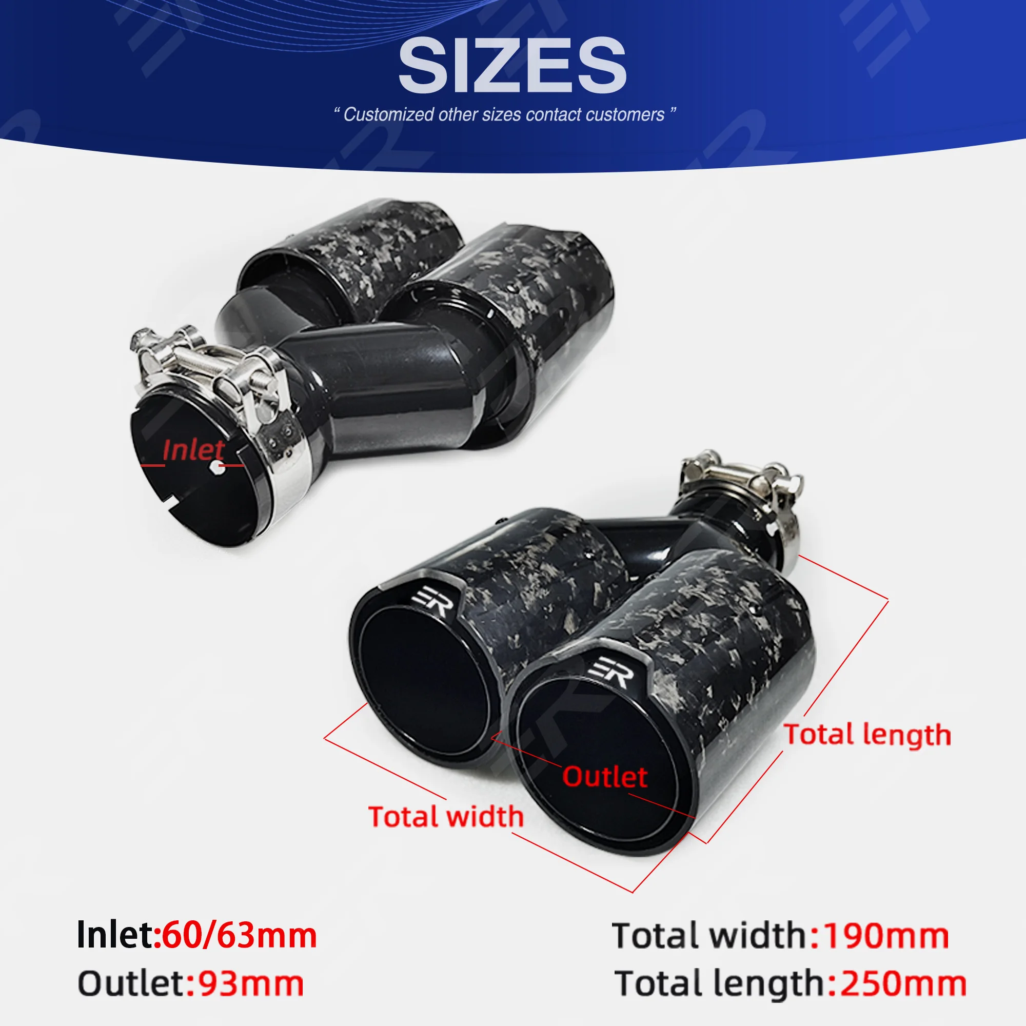 ER Universal Exhaust Tips Genuine Forged Carbon Fiber Car Accessories Dual Outlet Muffler Pipe Car Decorative For Nozzles Modify