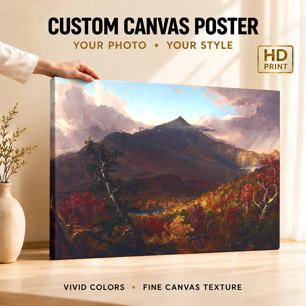 Thomas Cole Schroon Mountain Landscape Canvas Print With Wooden Frame Personalized Photo Classical Brushwork Wall Art For Lounge