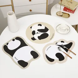 Leather Printed Panda Dining Table Placemat Water Proofing Oil Proofing Heat Insulated Pad Mouse Pad