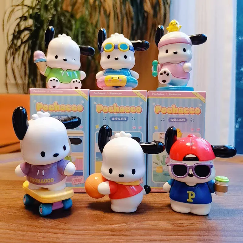 Heißer Cartoon Anime Figuren Sanrio Pochacco Peripherie Modell Action Figur Spielzeug Desktop Dekoration Ornament Geschenk Für Kinder Junge