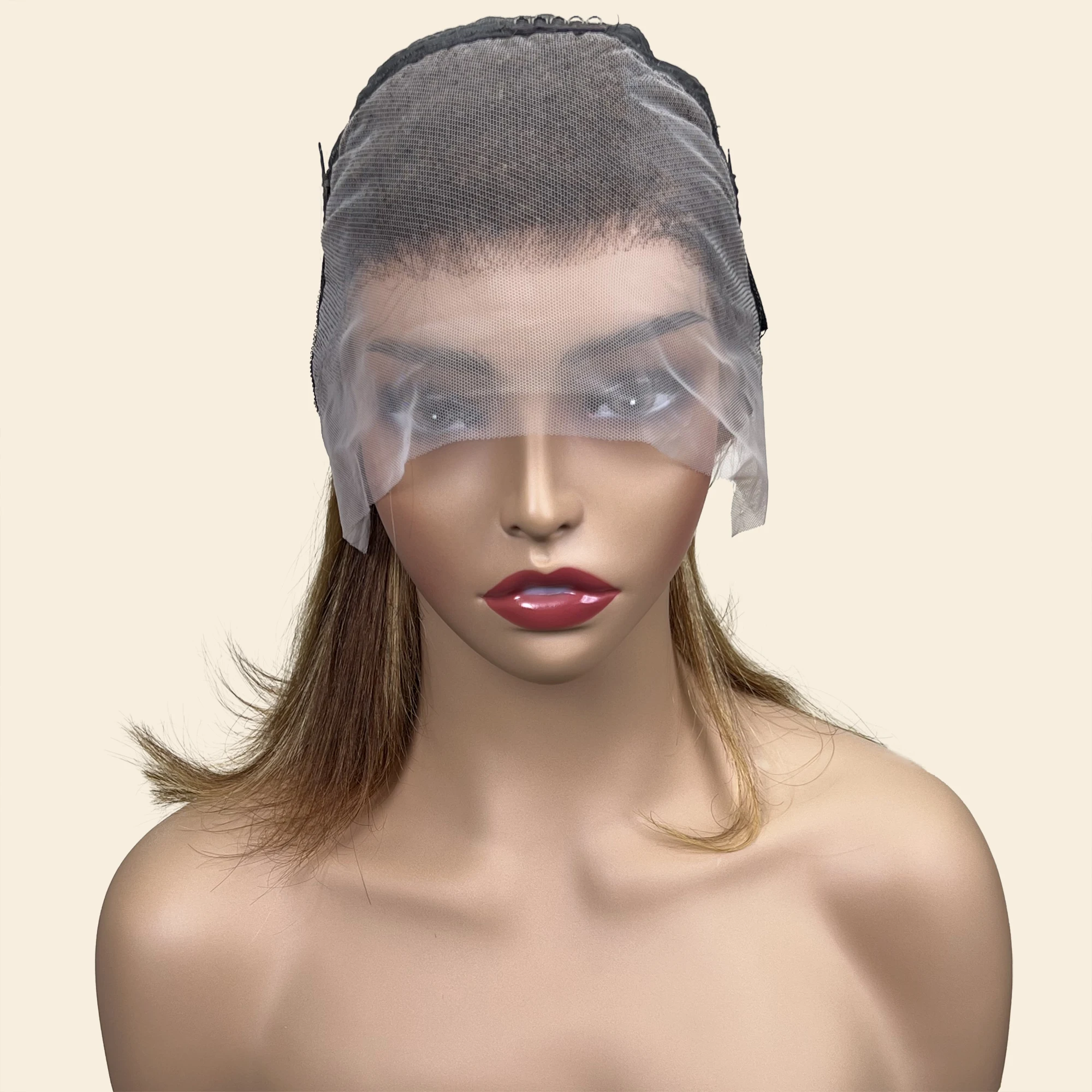 Парик P4/27 с короткими прямыми волосами, с фронтальной шнуровкой 13x4, для женщин, с предварительно выщипанными цветными прозрачными кружевными передними париками