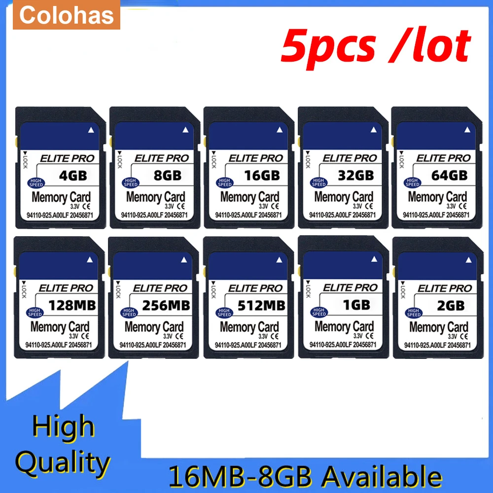 5pcs /lot Memory Card for SD Card 1GB 2GB 4GB 8GB 16GB 32GB 64GB 256GB Secure Digital Flash Memory Card Game Gear Smartphone