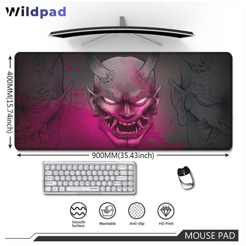 

Gaming Mouse Pad Computer Keyboard Extended Pad Large Office Waterproof Desk Mat Devil's avatar, Fang area, Horror, Black