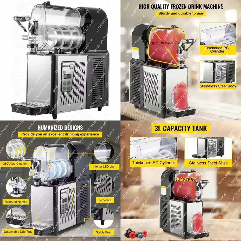 Commercial Stainless Steel 3L Single Tank 290W 110V/220V Slush Machine R290 Refrigerant  Juice/Ice