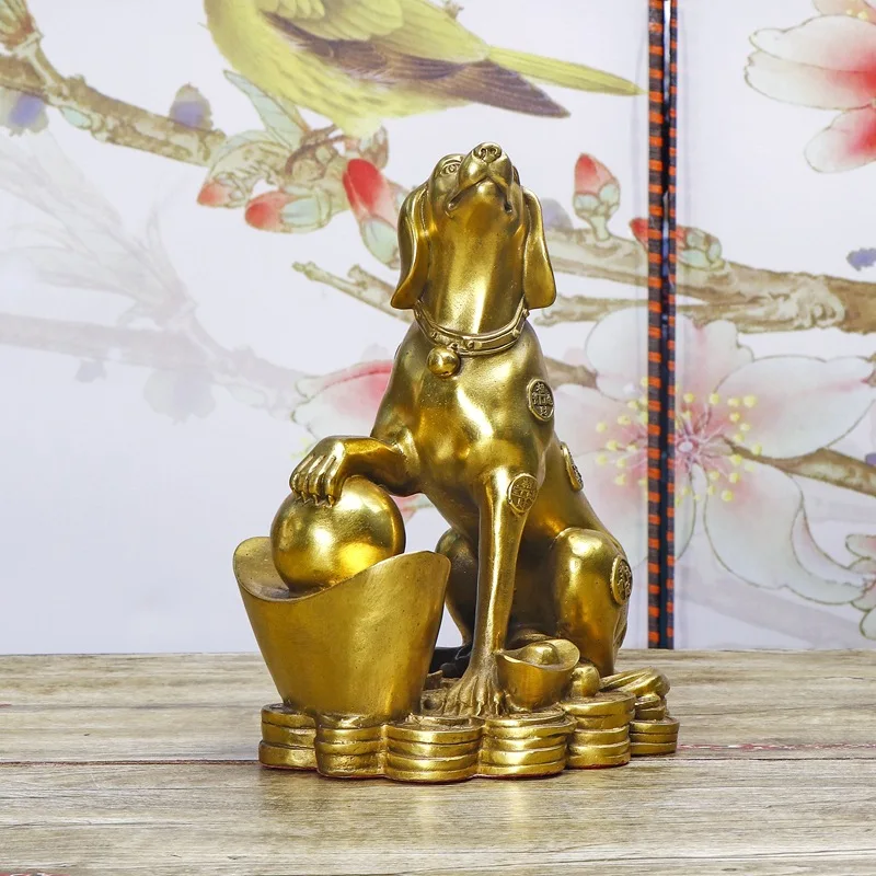 Pure Copper Money Ornament Yuanbao Zodiac Dog Filling The Northwest Missing Corner Home Decoration For Wealth And Prospe