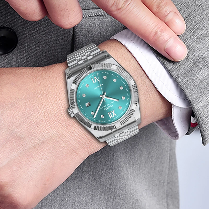 LOBINNI acciaio inossidabile 316L orologio da polso meccanico automatico maschile MIYOTA 8215 movimento zaffiro specchio Waterpoor orologi da uomo