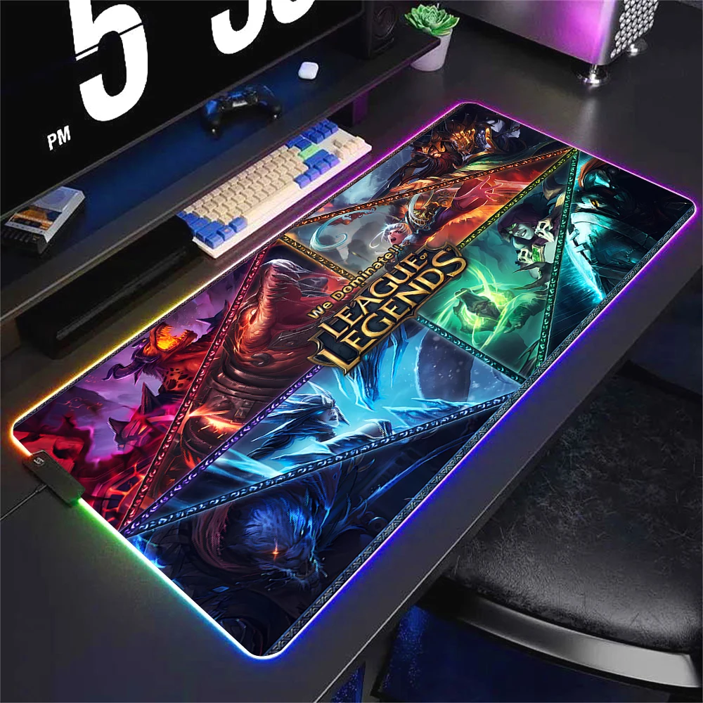 RGB League of Legend Gaming Large Mouse Pad Large Cool Mousepad Keyboard Carpet Game Rubber No-slip LED Mouse Mat Gamer Deskmat