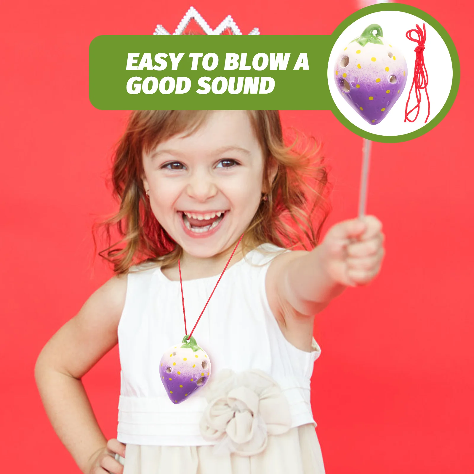 

1Set Mini Strawberry Shaped Ocarina 6 Hole Ceramic Wind Instrument Beginners Practice Music Tool for Creative Gift