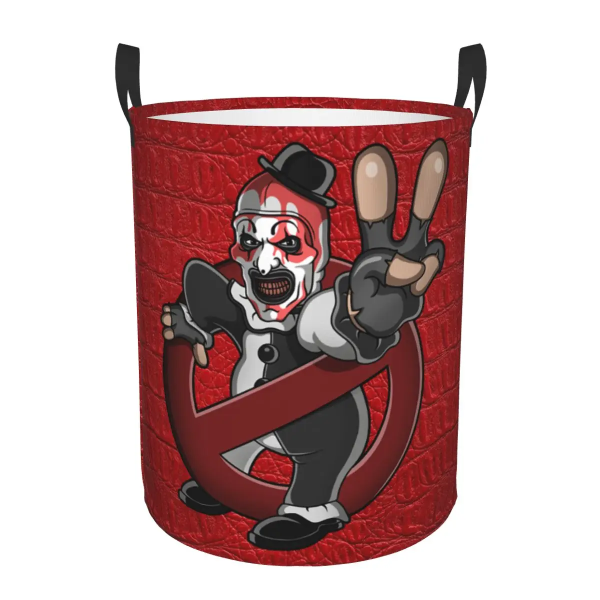 Custom Terrifier Movie Laundry Basket Collapsible Halloween Horror Clown Clothes Hamper for Baby Kids Toys Storage Bin