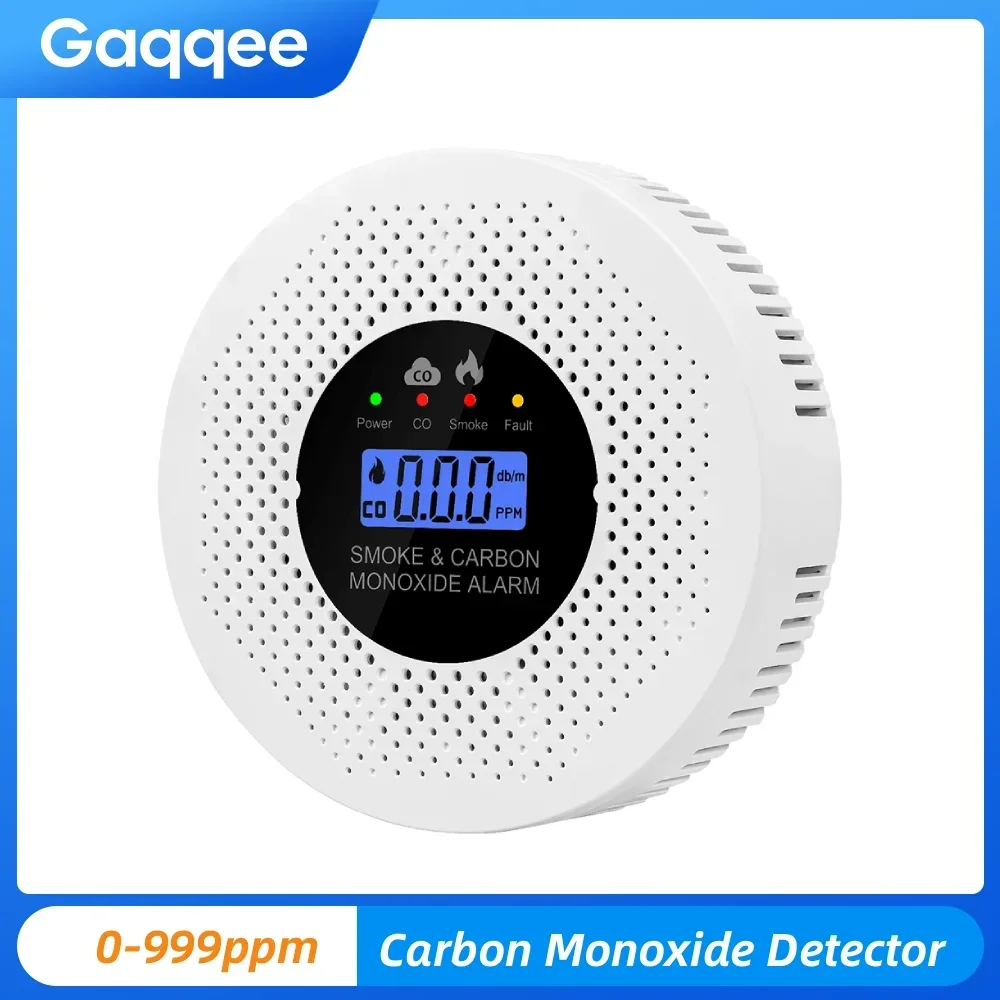 

2-in-1 Carbon Monoxide Smoke Detector With LCD Digital Display Smart Home Sound Flash Alarm Air Quality Monitor For Kitchen