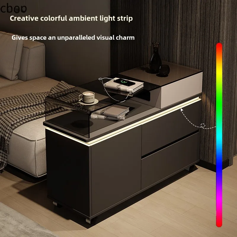 HXL – armoire d'appoint de canapé légère et créative, table d'appoint de luxe haut de gamme, petite table basse mobile en verre avec