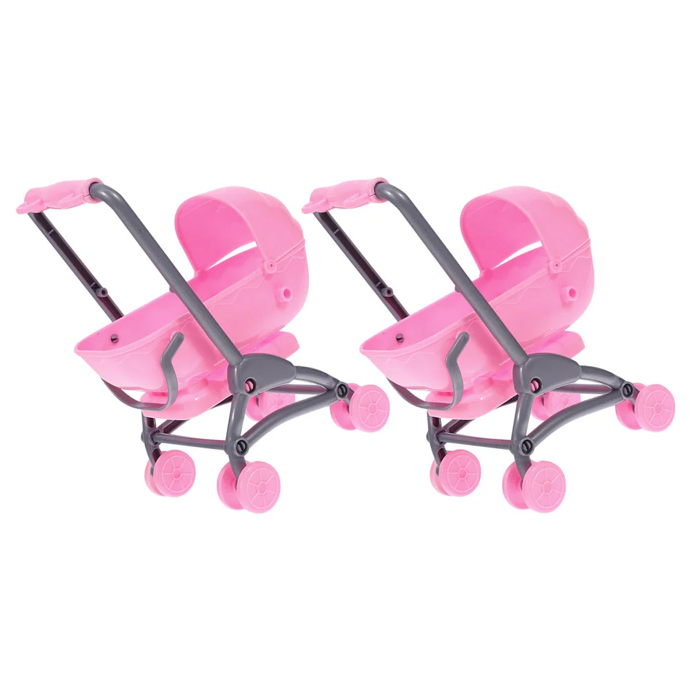 2 Pcs Children's Toy Stroller Mini Baby Carriage for Dolls Toddlers 1-3 Accessories