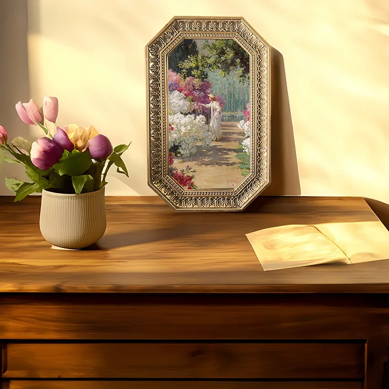 Golden American European Style Resin Photo Frame Combined Decoration, Hanging On The Wall, Bedroom Bedside Table Decoration