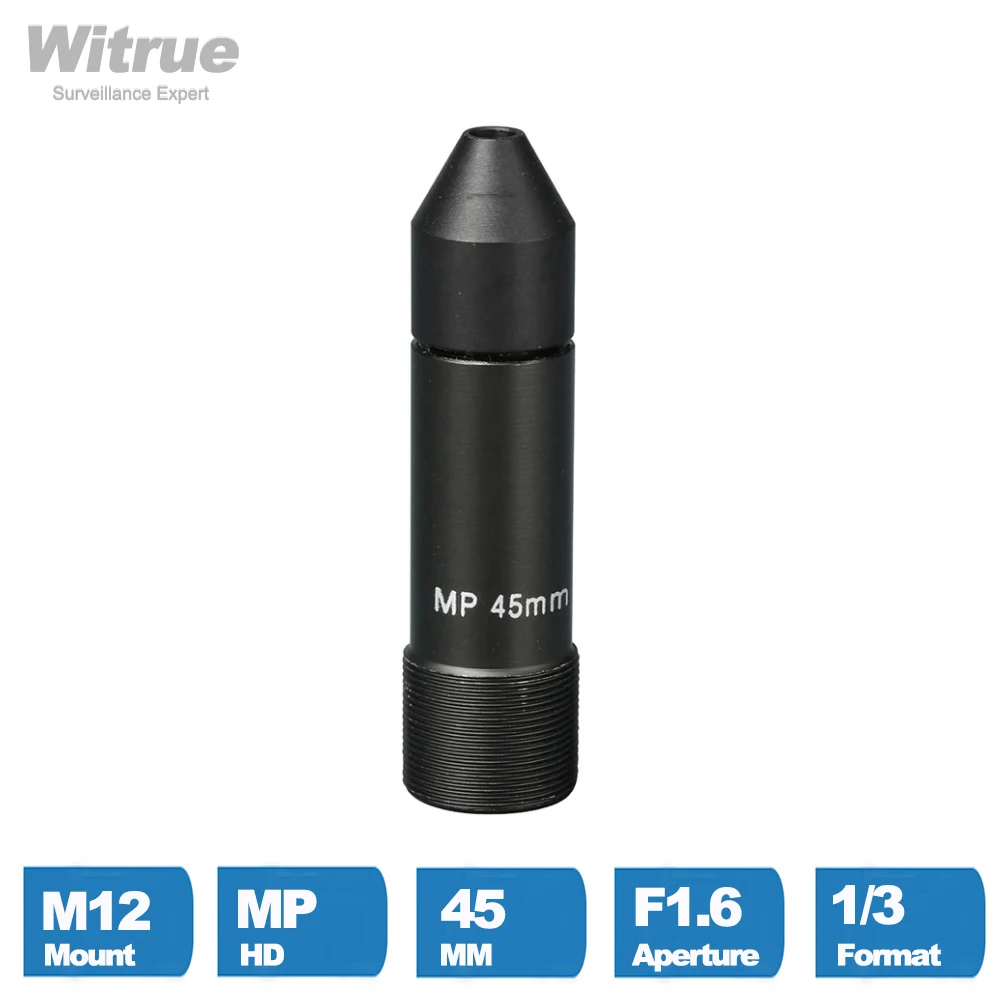 Witrue M12 pinhole CCTV Lens  45MM M12*0.5 Mount  F1.6  6.8 degree for Security CCTV Cameras