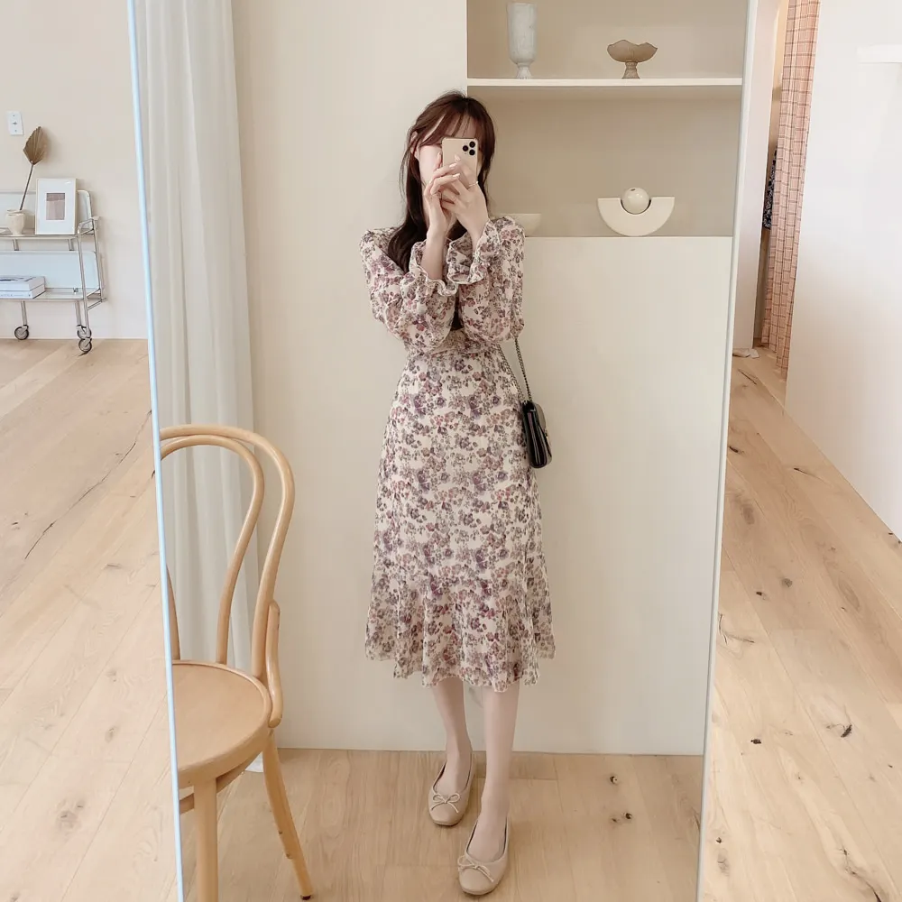 Elegant Short Sleeve Floral Dress Summer Women Sundress V Neck Holiday Vestidos Casual Knee Length Chiffon skirt Femme 2024