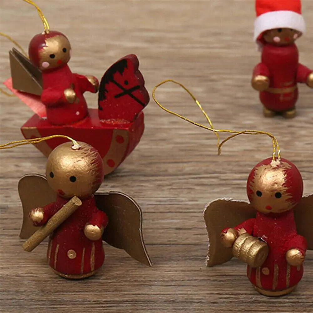 

Wooden Christmas Character Drum Xmas Hanging Ornament Figurines Christmas Tree Decorations Rocking Horse