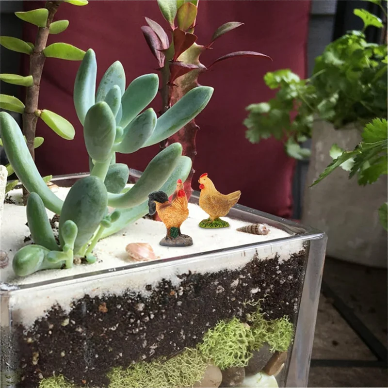 -A25M 2 ชิ้นไก่จําลองไก่รูปปั้นตกแต่งบ้านของเล่นตกแต่งสนามหญ้าฟาร์ม Decor ตุ๊กตาไก่สัตว์ง่าย Insta