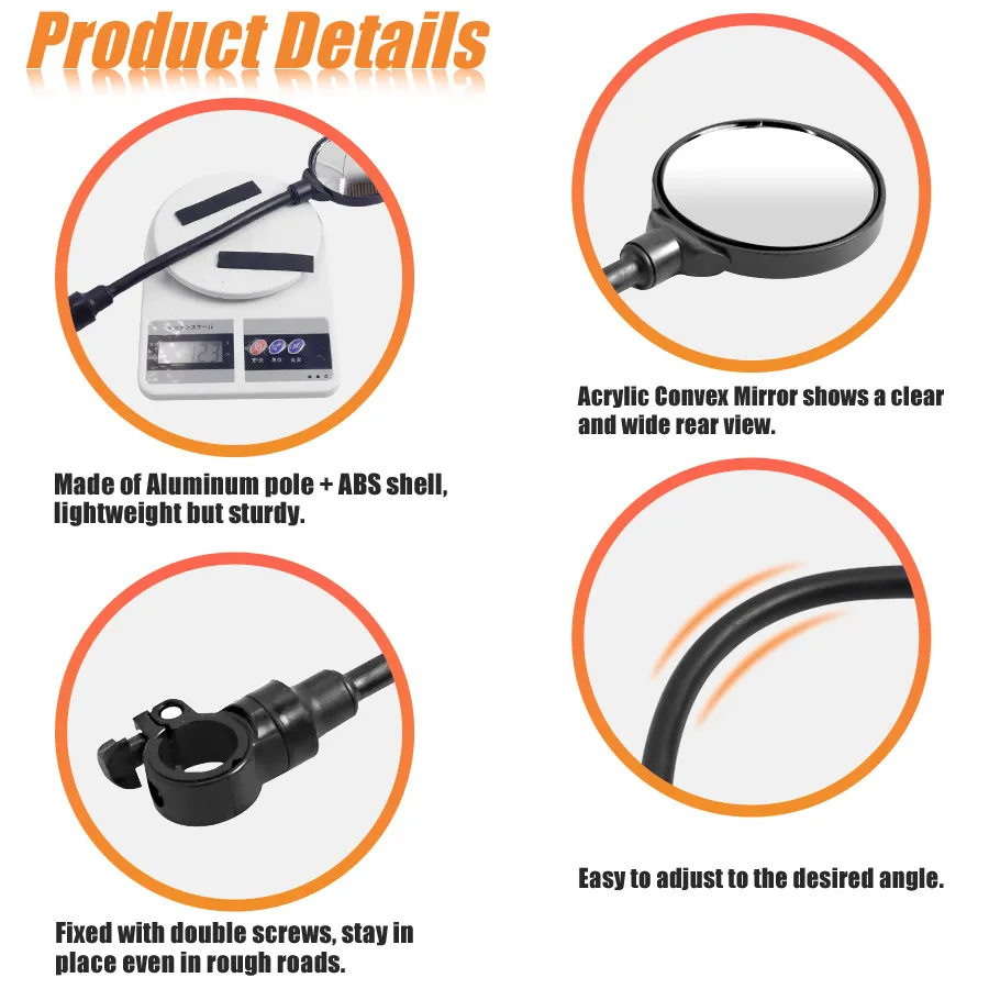 Rearview Handlebar Mirrors 360° Rotation for Xiaomi M365 Electric Scooter Bendable Hose Universal Rear View Scooter Mirror Parts