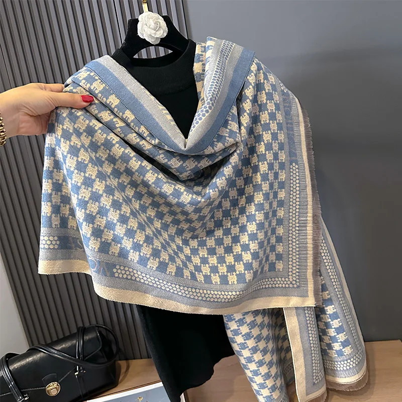 Winter Warm Cashmere Scarf for Women Luxury Pashmina Blanket Thick Shawl Wrap Neckerchief Fashion Bufanda Echarpe Poncho 2024