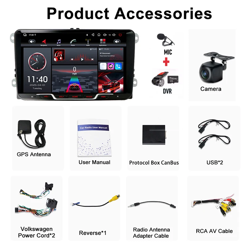 9 ''Vw Transporter T5 2010-2015 Autoradio Head Unit Carplay Apple Android 13 Intelligent Systeem Multimedia speler GPS BT FM