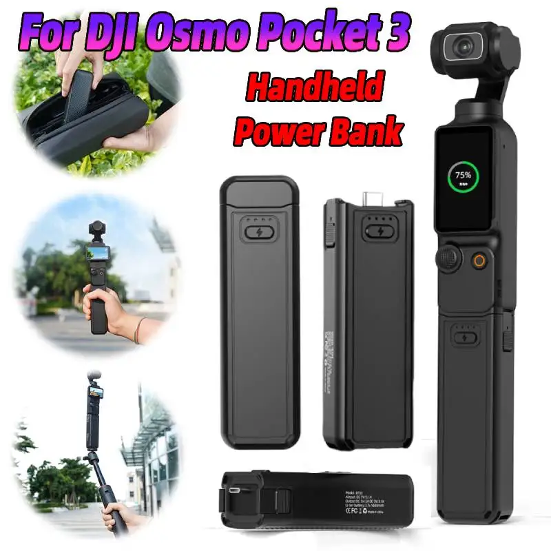 Pour DJI Osmo Pocket 3 batterie Portable poignée légère caméra d'action poignée de charge rapide caméra batterie externe Portable