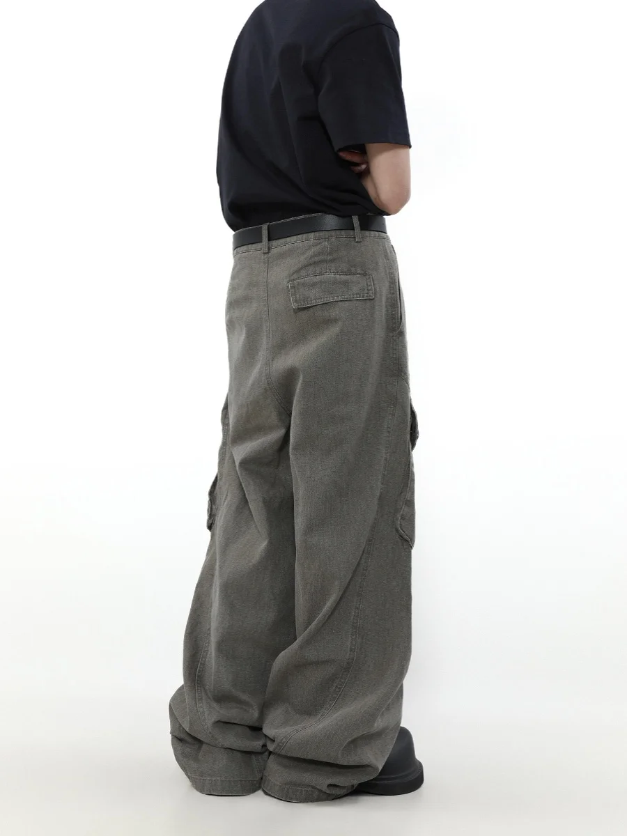 ملابس العمل الأمريكية الرجعية مستقيم الساق الجينز الرجال شارع العليا فضفاض زوجين كبير كيت السراويل عارضة فضفاضة تناسب الكلاسيكية الأزرق