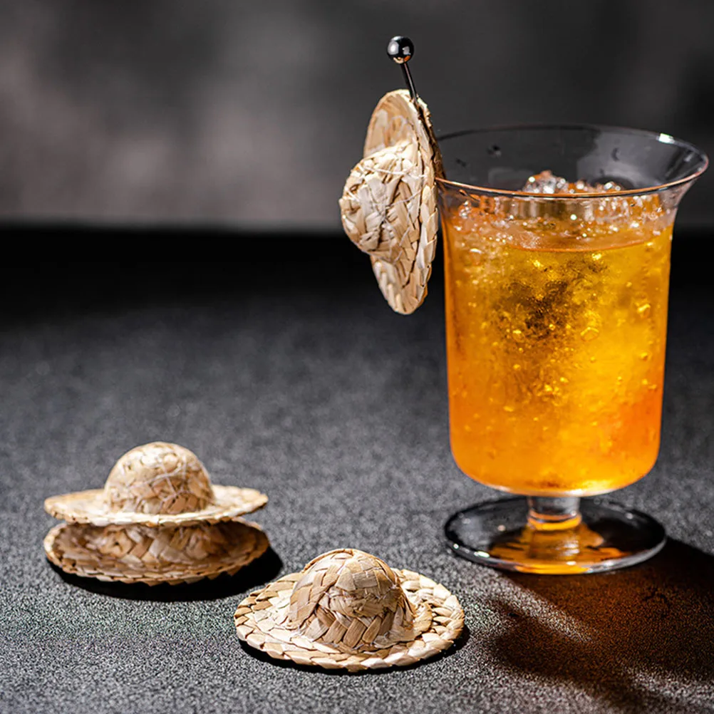 

5Pcs Tiny Straw Hats Cocktail Cup Decorations Wedding Birthday Bridal Baby Shower Cocktail Picks Tiny Straw Hats