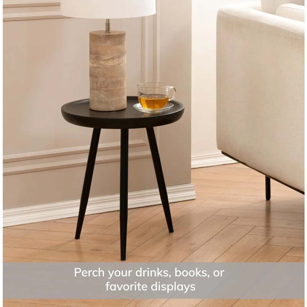 

Wood End Table.Exclusively Designed Hand-Crafted Small Nightstand. Solid Wood Round End .Contemporary Accent for Bedrooms