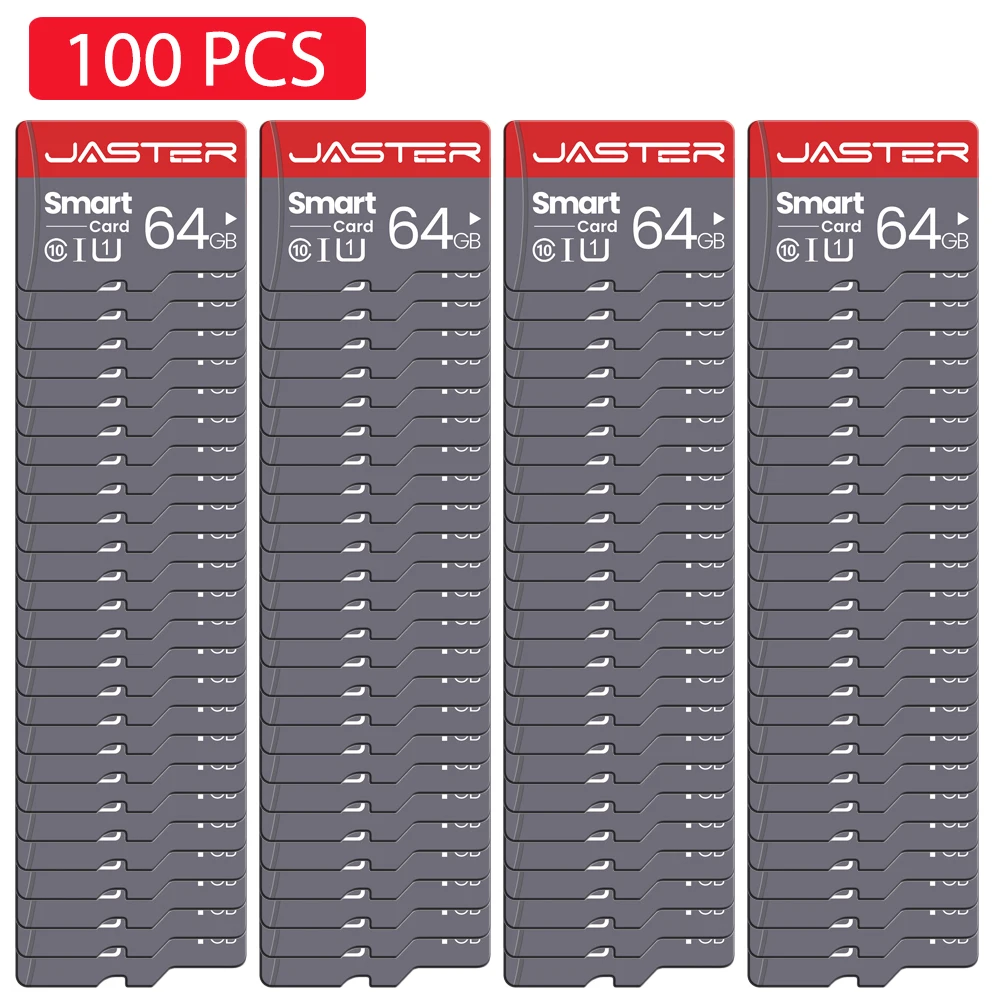 JASTER 100PCS LOT High Speed Memory Card 128GB Actual Capacity SD Card 64GB Gray TF Card  32GB Class 10 16GB 8G For Mobile Phone