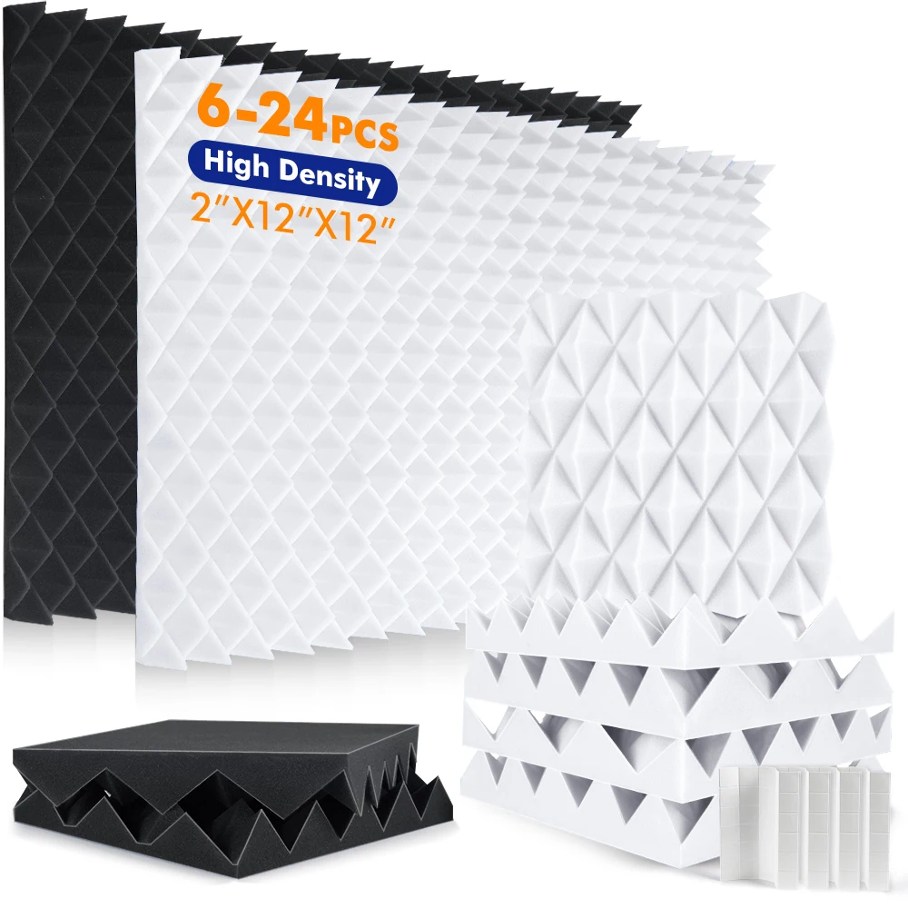 

Акустическая пена, 6-24, звукопоглощающие панели высокой плотности с алмазной канавкой, настенное звукопоглощение и шумопоглощение, домашнее Stu