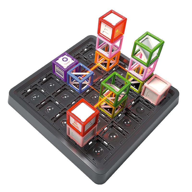 レーザー迷路積み重ね教育玩具 60レベルの挑戦 レーザー迷路 STEMゲーム おもちゃ 論理的思考トレーニング ボードゲーム 子供向け