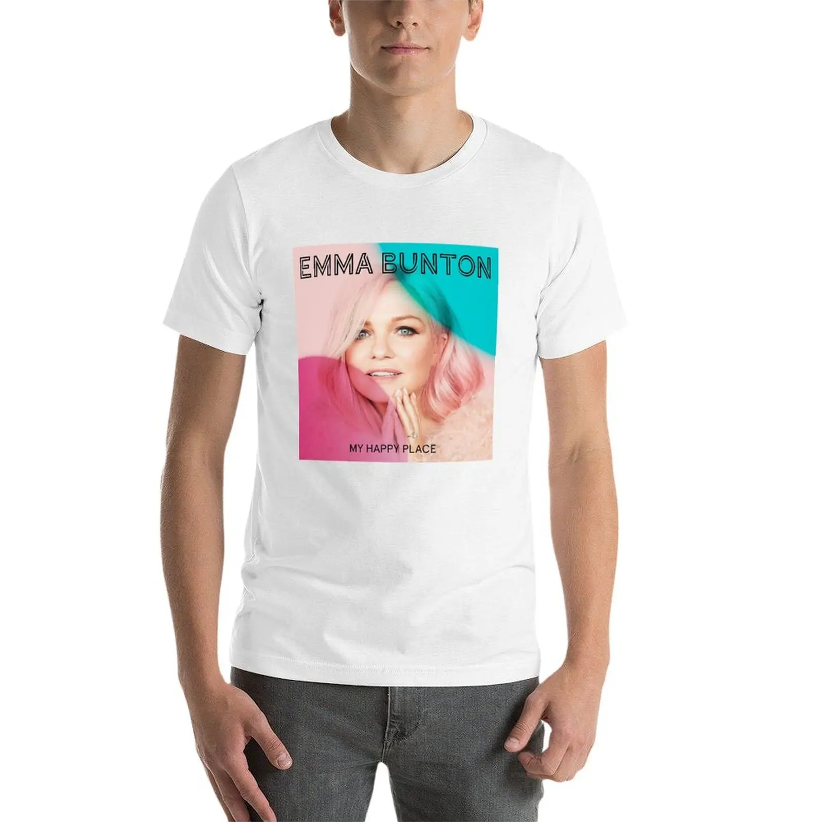 تي شيرت إيما بونتون ماي هابي بليس تي شيرت للرجال من القطن المضحك تي شيرت قطني