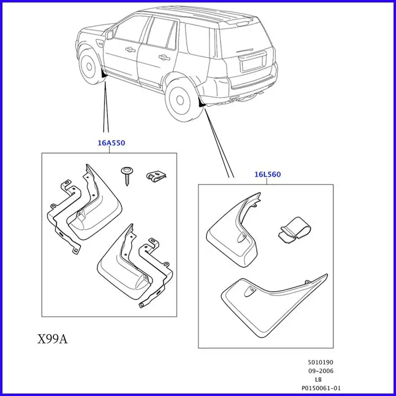 

WO-Mudguards Front Rear Mud Flap Splash Guards LR003324 LR003322 For Land Rover LR2 2008-2015